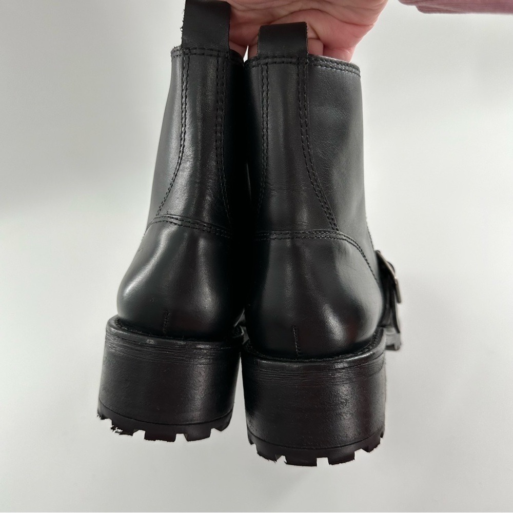 Lucky brand Ondalucia womens ankle booties size 7 37 leather moto biker boots - Picture 8 of 13